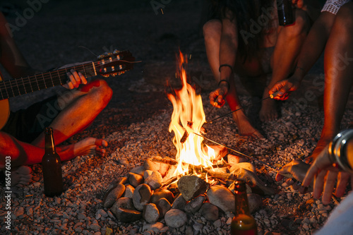  Friends Gathered Around a Campfire