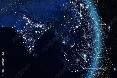 Global network on Earth concept. 3D rendering elements of this image furnished by NASA