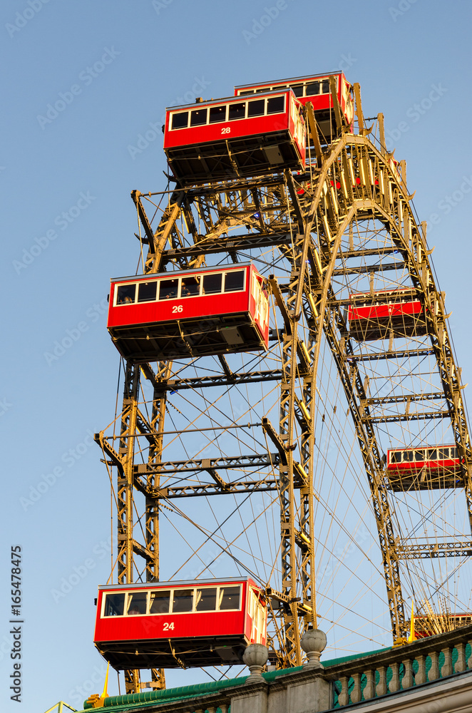 Fototapeta premium the famous Prater Riesenrad, old giant ferris wheel and landmark of Vienna, austria