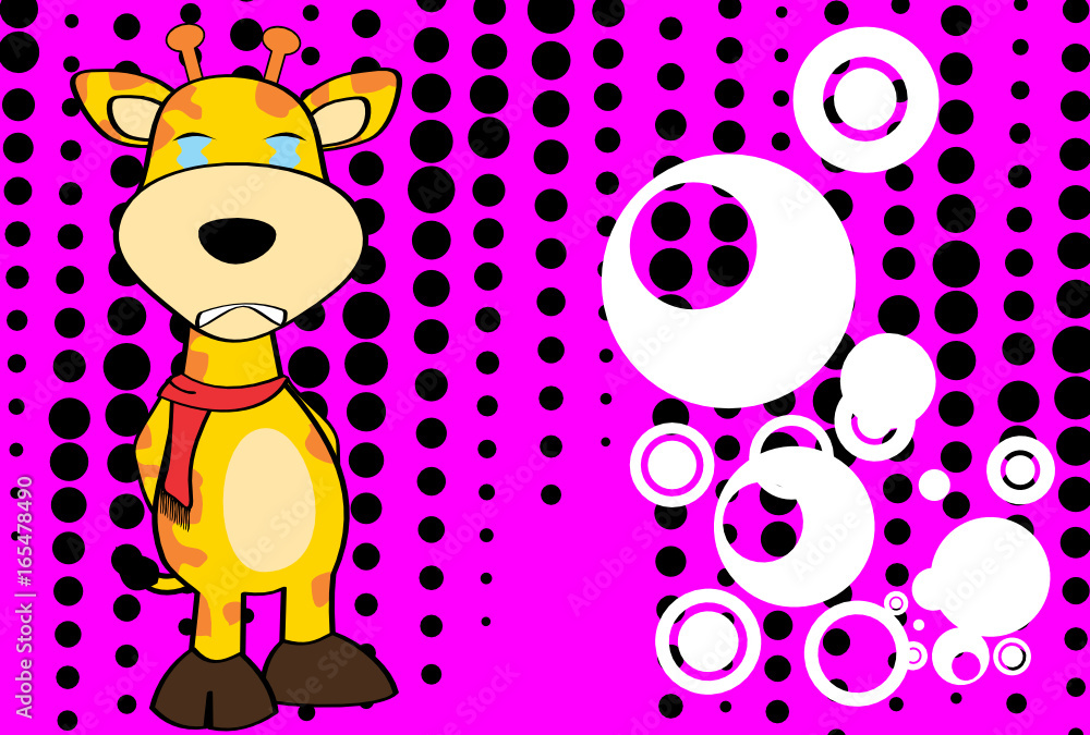 Naklejka premium sweet funny giraffe cartoon expression background in vector format