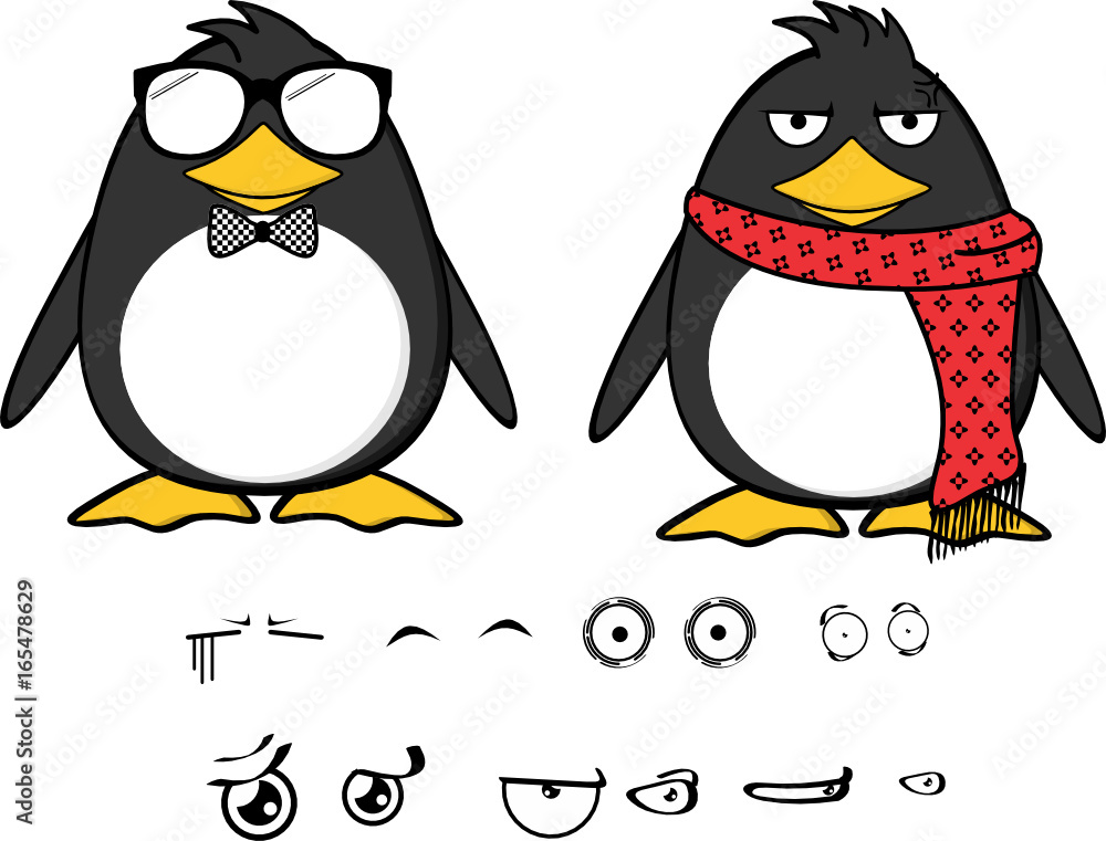 cute little penguin baby cartoon expressions set in vector format very easy  to edit Stock Vector | Adobe Stock