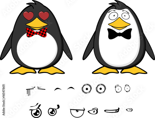 chibi penguin baby cartoon expressions pack in vector format