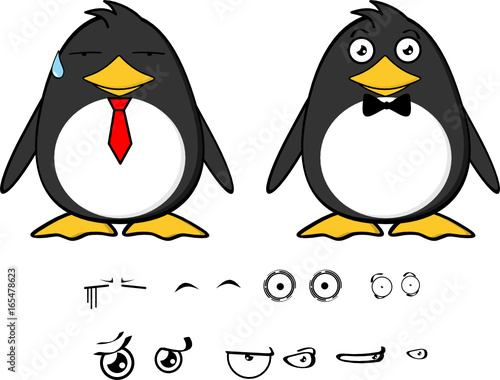 cute little penguin baby cartoon expressions set in vector format very easy to edit