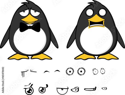 cute little penguin baby cartoon expressions set in vector format very easy to edit