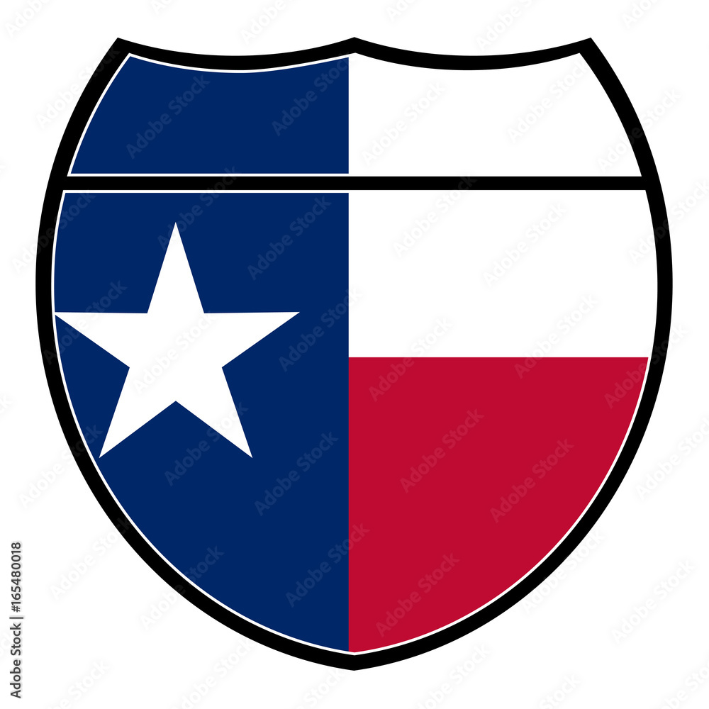 Texas Flag In An Interstate Sign Texas Flag In An Interstate Sign