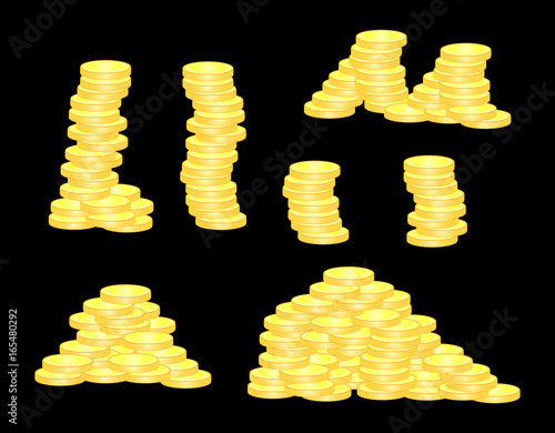 Vector set with many various heaps of golden coins