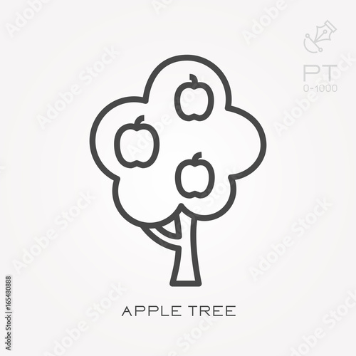 Line icon apple tree