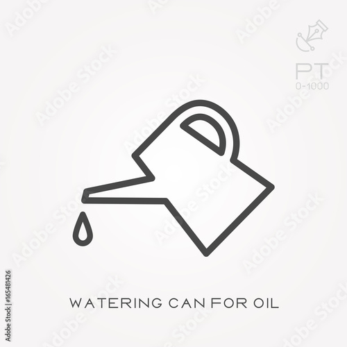 Line icon watering can for oil