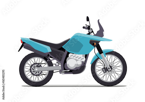 travel motorcycle off road  concept  active lifestyle  enduro. Flat vector illustration. Isolation on white background