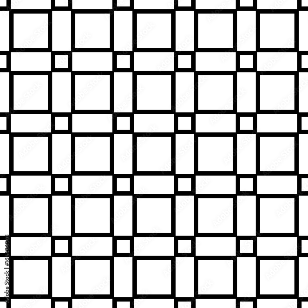 Black and white abstract seamless geometrical square grid pattern - vector background