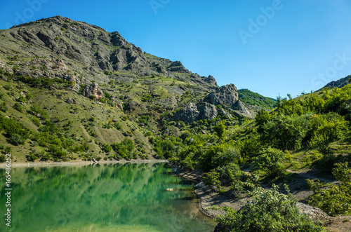 Mountain and lake Panagia in Zelenogorie, Crimea