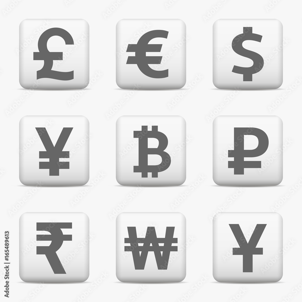 Currency icons set, web buttons Currency icons set, web buttons