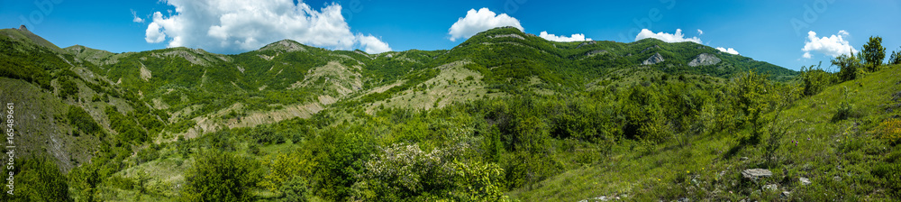 Fototapeta premium Panorama of mountains in the area of the southern coast of Crimea