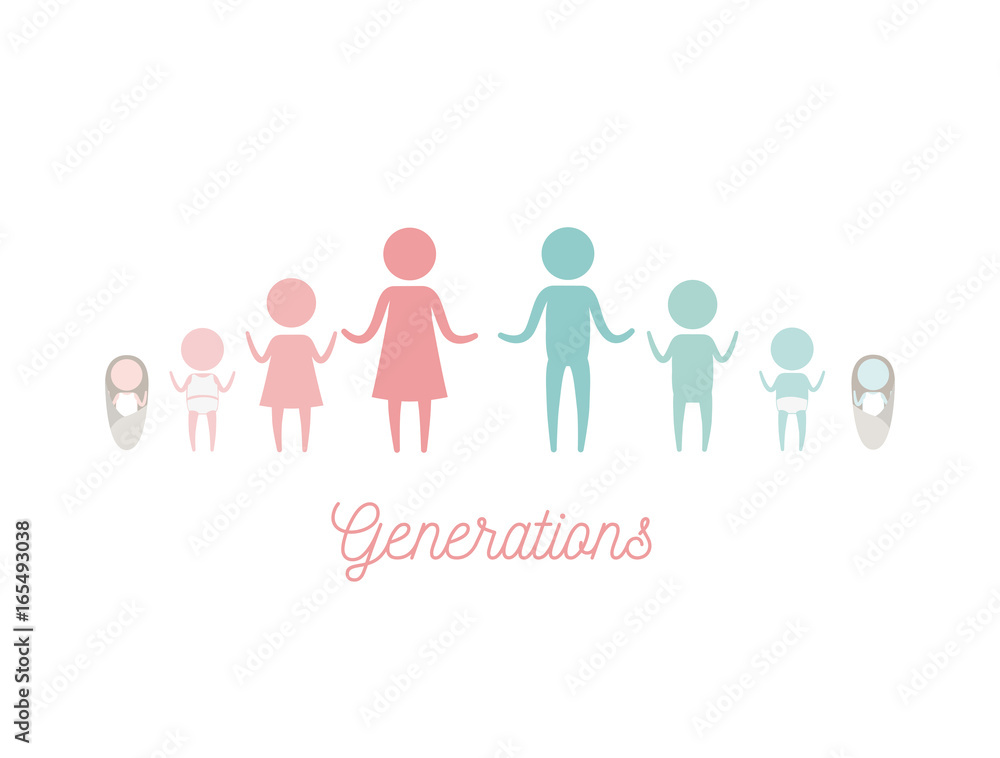 white background with color silhouette pictogram female and male generations people vector illustration white background with color silhouette pictogram female and male generations people vector illustration