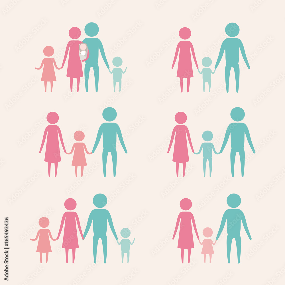 white background with color silhouette set pictogram generations parents and children vector illustration white background with color silhouette set pictogram generations parents and children vector illustration
