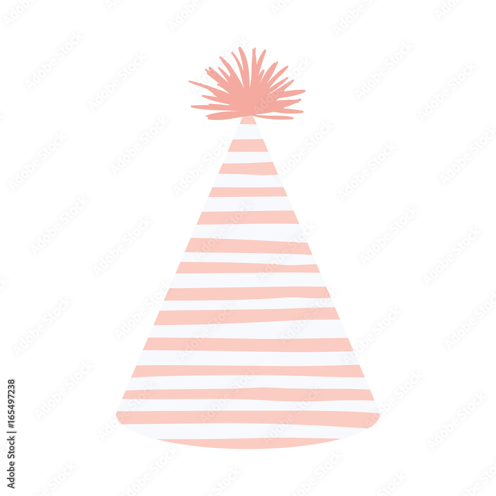 light pink color silhouette party hat with several lines decoratives vector illustration light pink color silhouette party hat with several lines decoratives vector illustration