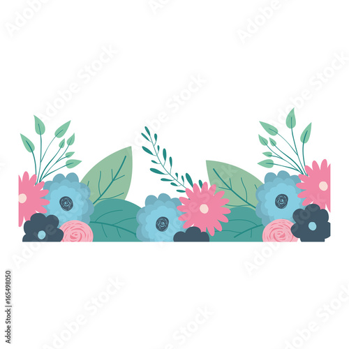 multicolored decorative inferior edge with beautiful flowers ornaments vector illustration