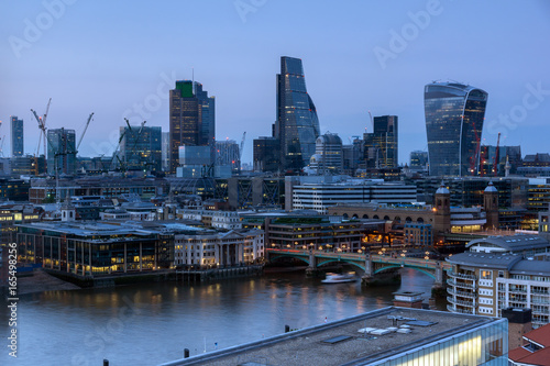 Amazing Sunset panorama from Tate modern Gallery to city of London, England, Great Britain