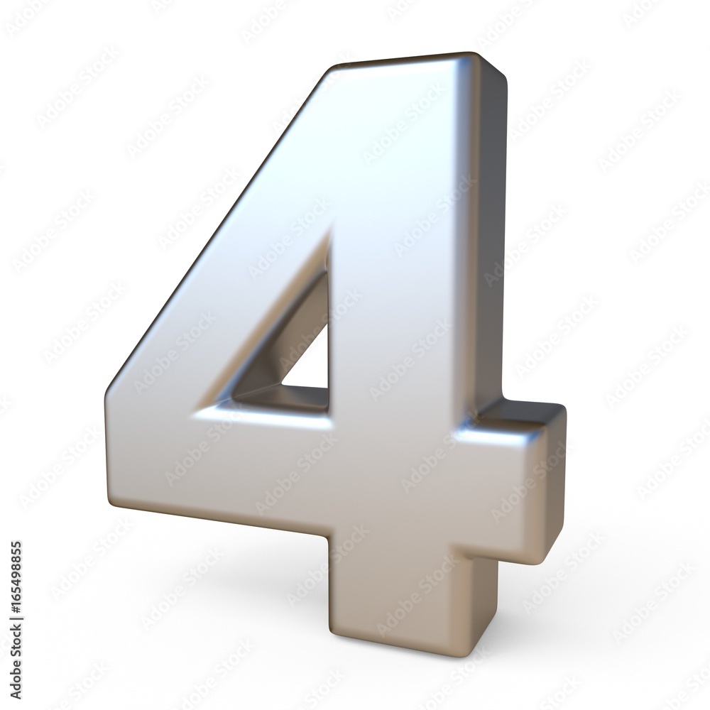 Obraz premium Metal font NUMBER FOUR 4 3D