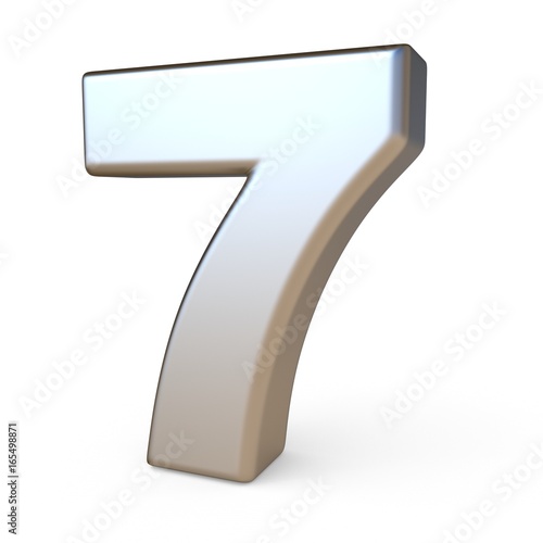 Metal font NUMBER SEVEN 7 3D