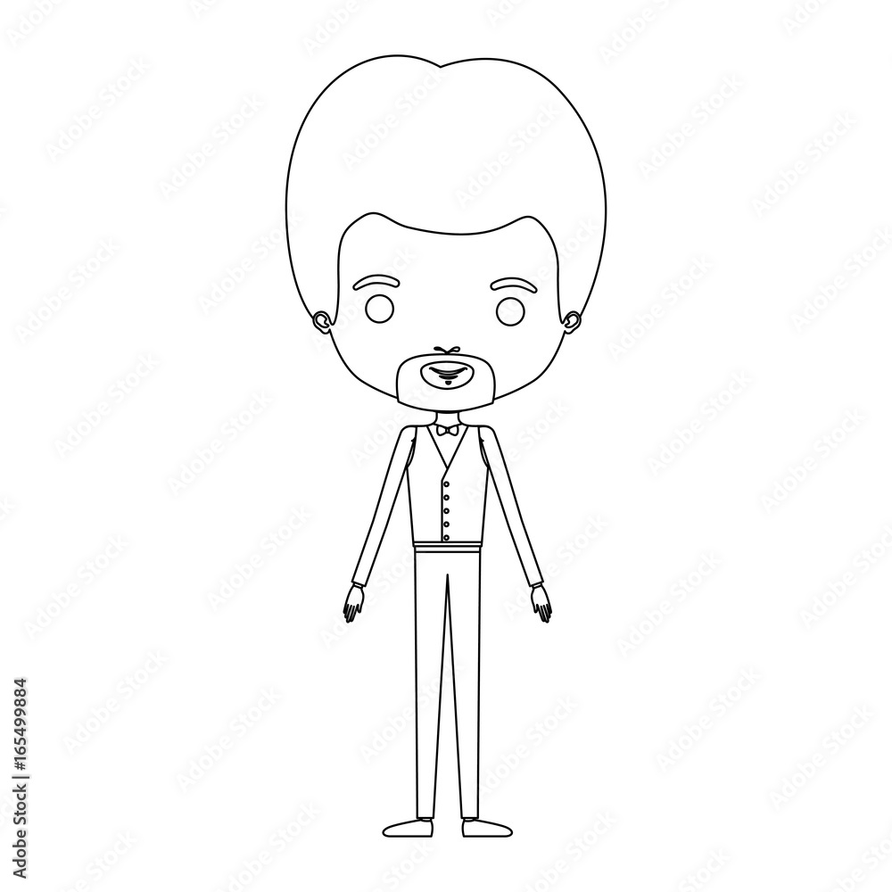silhouette caricature groom guy in wedding formal suit with van dyke beard vector illustration silhouette caricature groom guy in wedding formal suit with van dyke beard vector illustration