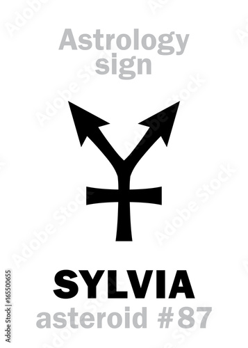 Astrology Alphabet: SYLVIA (Rhea Silvia), asteroid #87. Hieroglyphics character sign (single symbol).