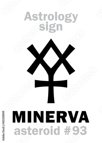 Astrology Alphabet: MINERVA, asteroid #93. Hieroglyphics character sign (single symbol).