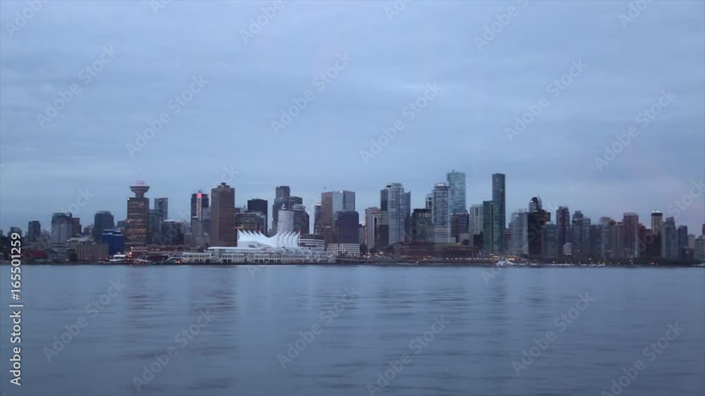 Vancouver panoramic downtown dusk waterfront Vancouver panoramic downtown dusk waterfront