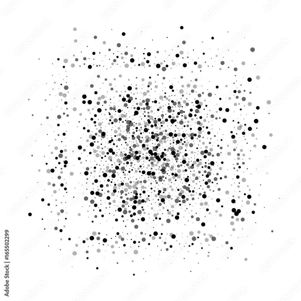 Dense black dots. Square shape with dense black dots on white background. Vector illustration.