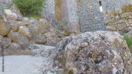 POV. point view of ruins of chateau Peyrepertuse, Languedoc, Roussillon, France. June 16, 2017. photo