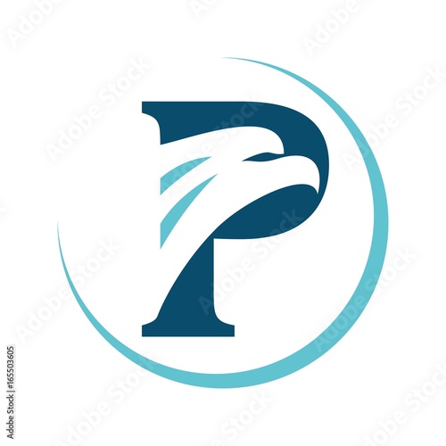 letter P and eagle logo vector.