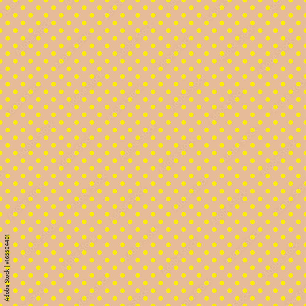 The polka dot pattern. Seamless vector illustration with round circles, dots. Yellow and brown. Vector illustration in retro, vintage style print on fabric, textile, wrapping, Wallpaper, scrap-booking The polka dot pattern. Seamless vector illustration with round circles, dots. Yellow and brown. Vector illustration in retro, vintage style print on fabric, textile, wrapping, Wallpaper, scrap-booking