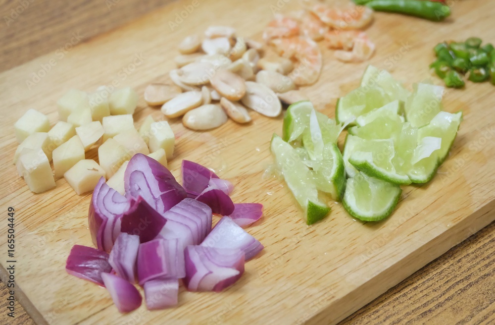Chopped Lime, Groundnut, Dried Shrimp, Chili Pepper and Ginger Chopped Lime, Groundnut, Dried Shrimp, Chili Pepper and Ginger