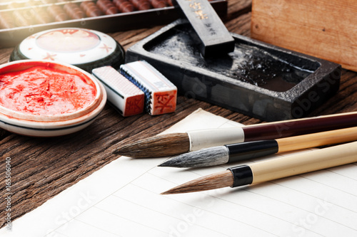 closeup writing brush