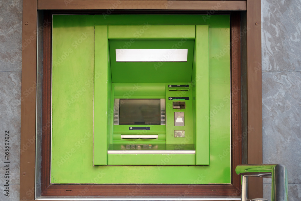 Outdoor ATM cash machine.