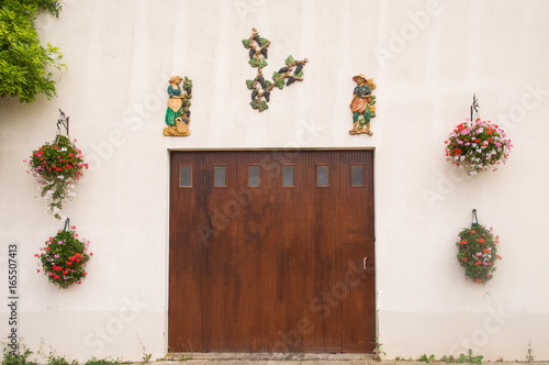 Decorated barn, Côte de Nuits, Burgundy, France