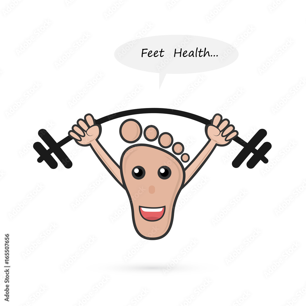 Footprint and barbell with Foot Care concept.Human foot icon.Foot spa concept.Vector illustration. Footprint and barbell with Foot Care concept.Human foot icon.Foot spa concept.Vector illustration.