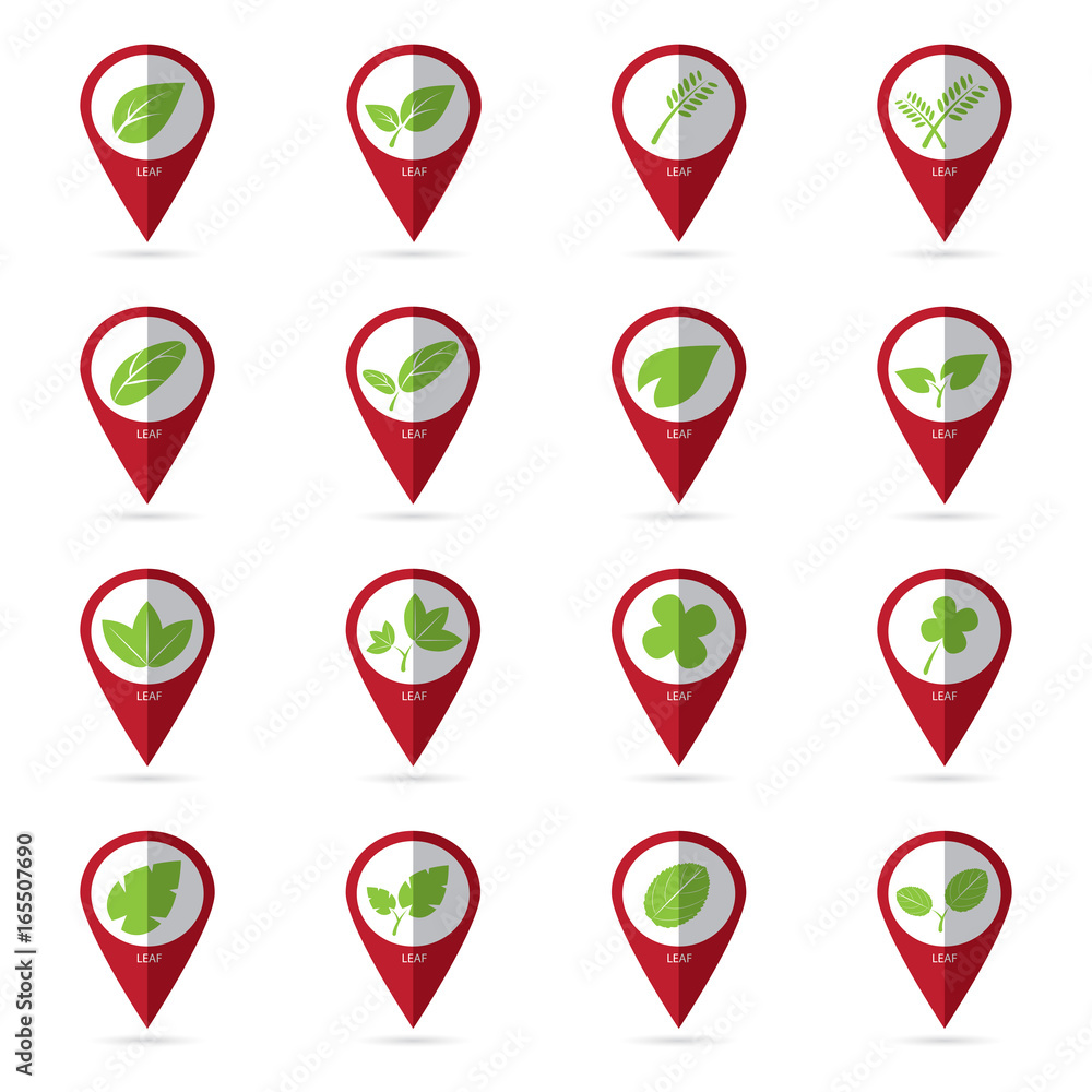leaf icons with location icon
