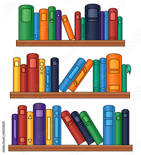 Bookshelf with colorful books