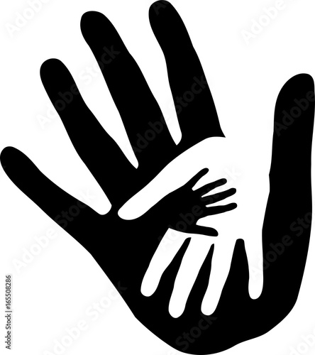Drei Hände, Aufkleber Label, Familien Logo