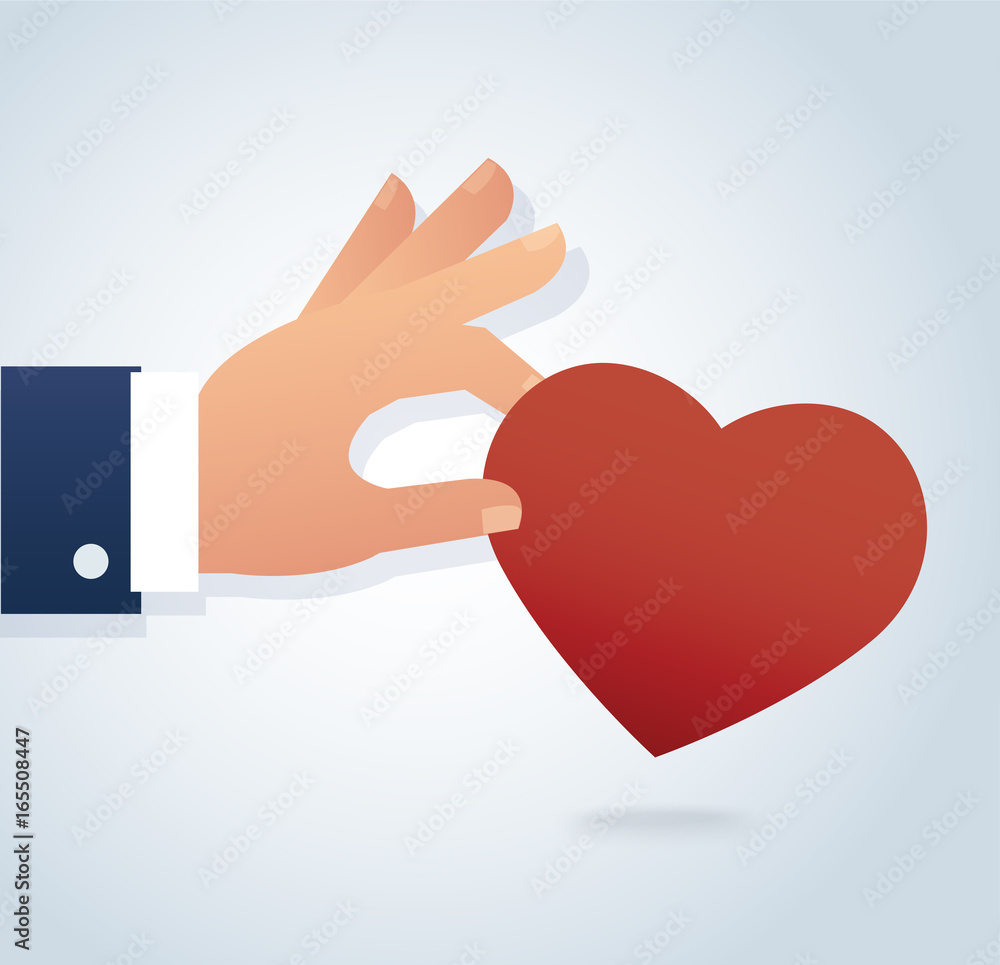 hand holding the red heart vector hand holding the red heart vector