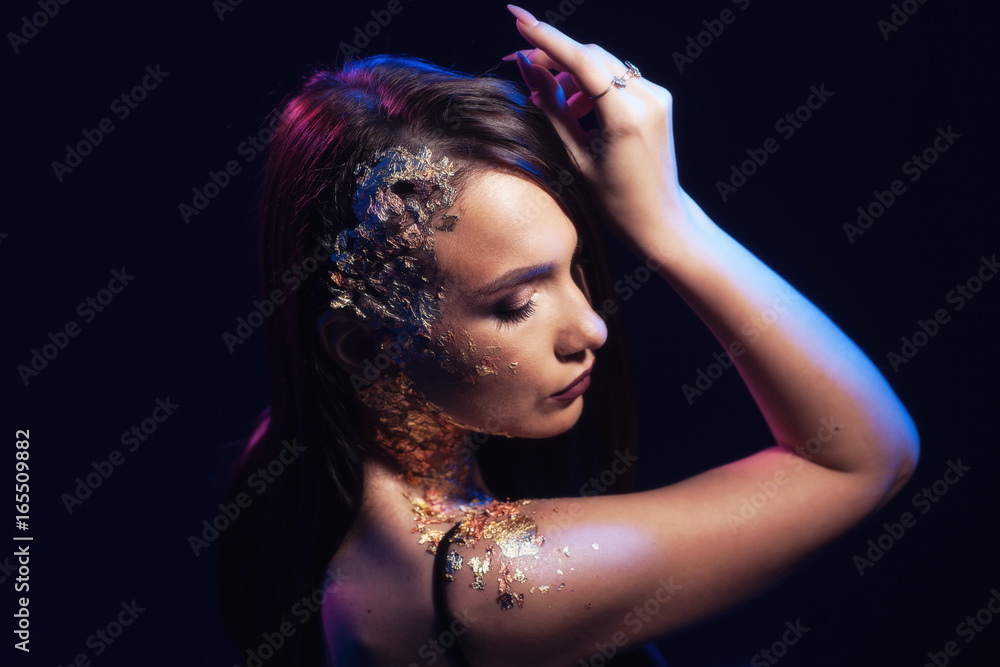 Portrait of a girl on a black background Portrait of a girl on a black background