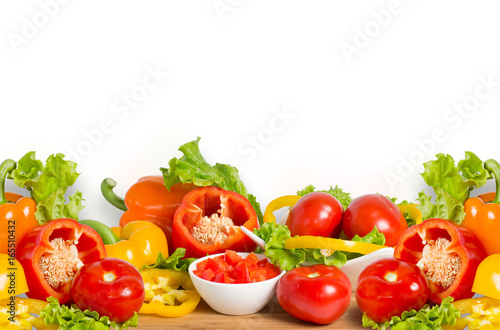 Assortment of fresh vegetables isolated on white background