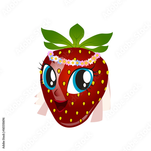 Cartoon strawberry giving thumbs up photo