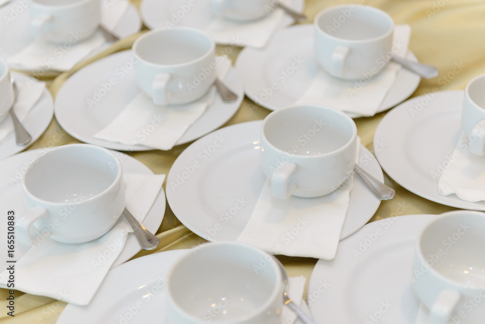 Empty cups waiting for banquet - Coffee Tim Empty cups waiting for banquet - Coffee Tim