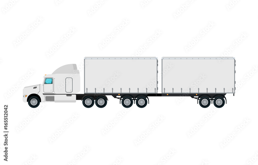 Freight truck icon. Trucking business object, commercial transport and logistics, side view auto vehicle isolated vector illustration. Freight truck icon. Trucking business object, commercial transport and logistics, side view auto vehicle isolated vector illustration.