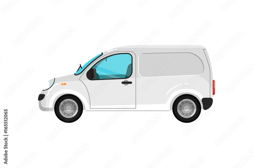 Cargo minivan isolated icon. Trucking business object, commercial transport and logistics, side view auto vehicle isolated vector illustration.