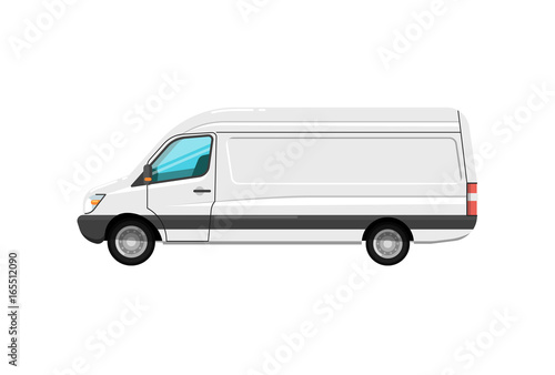 Cargo van isolated icon. Trucking business object, commercial transport and logistics, side view auto vehicle isolated vector illustration.