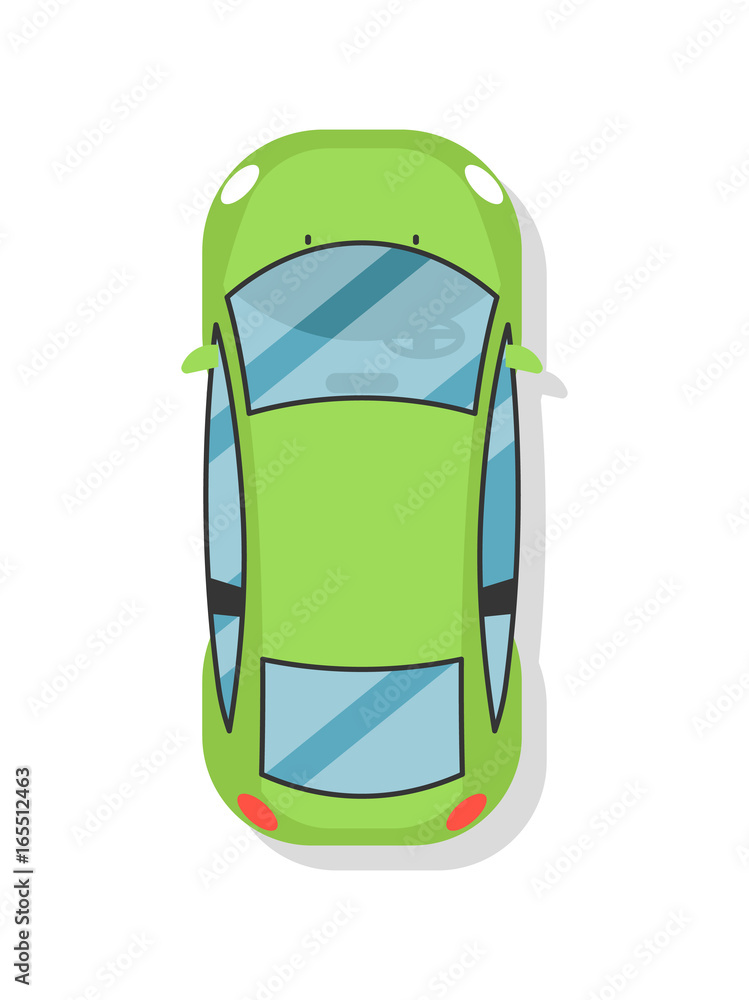 Top view sedan car icon. Comfortable auto vehicle, people city transport isolated vector illustration in flat design. Top view sedan car icon. Comfortable auto vehicle, people city transport isolated vector illustration in flat design.