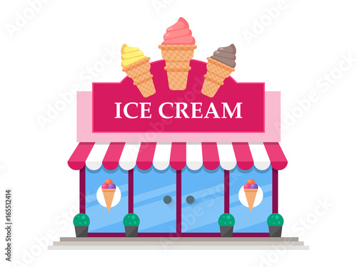Ice Cream Store Icon Vector Flat Shop